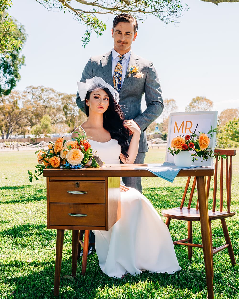 Bright Mid-Century Summer Wedding Inspiration with Sunburst Details
