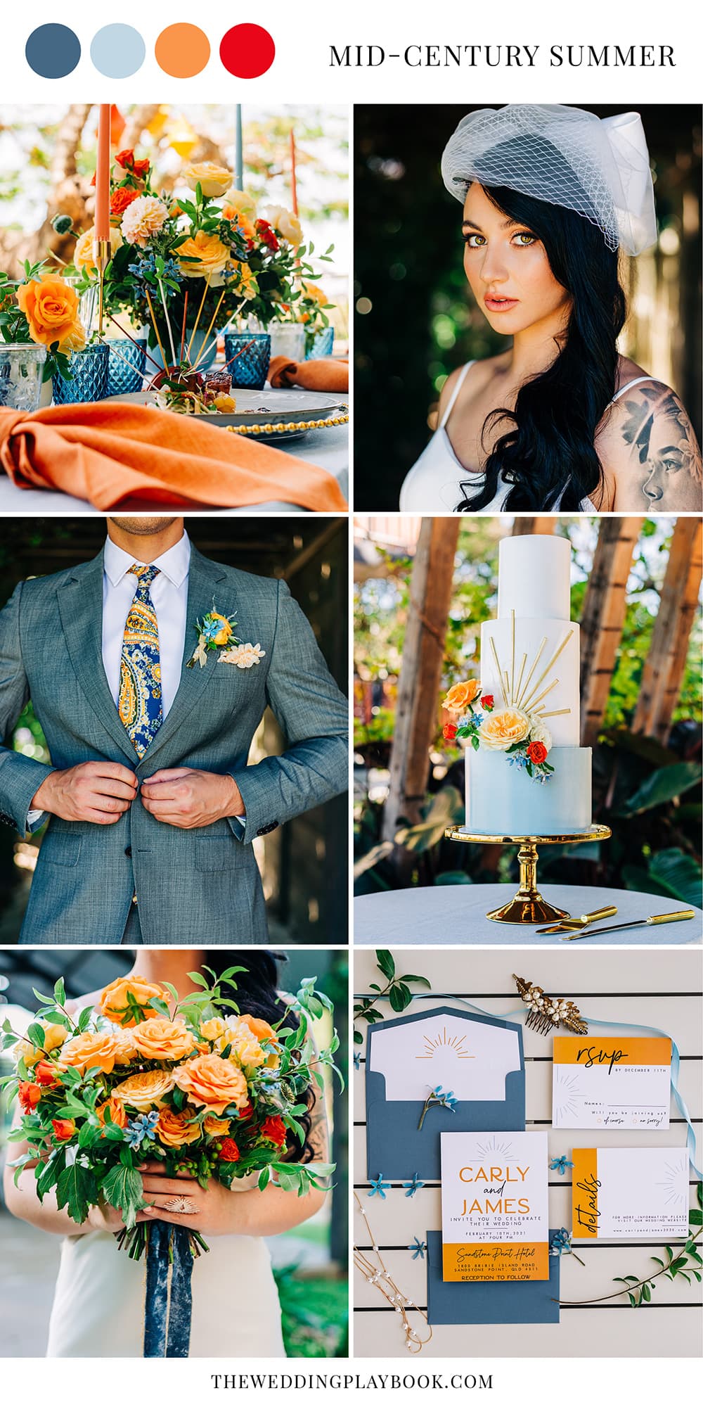Bright Mid-Century Summer Wedding Inspiration with Sunburst Details