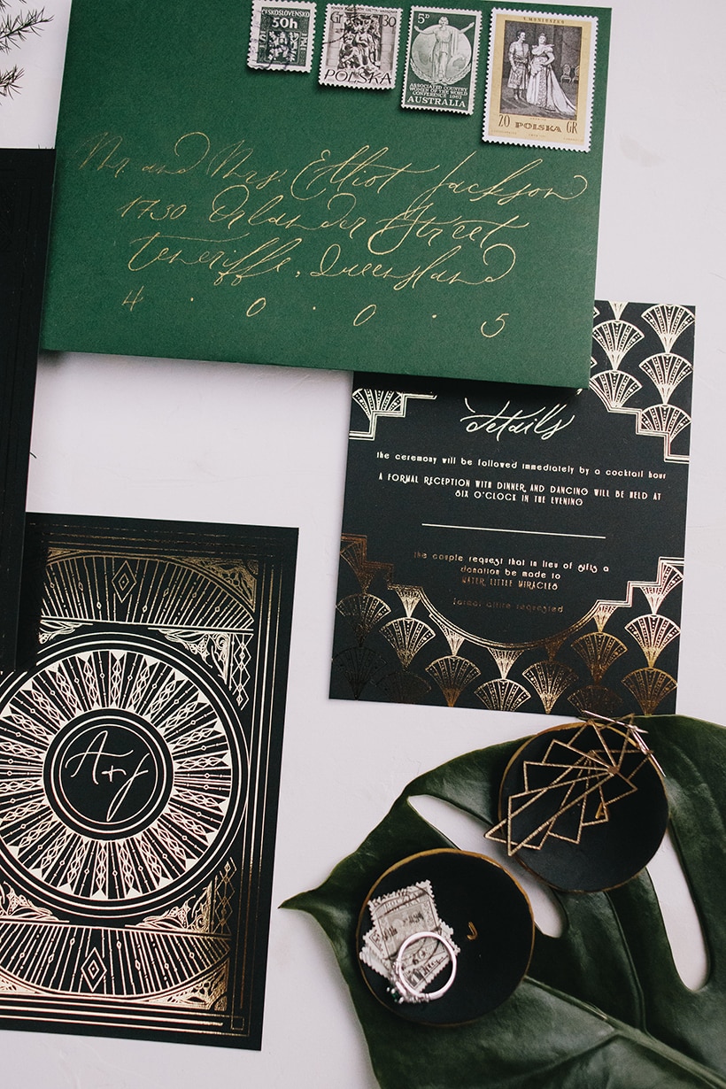 Emerald Art Deco Wedding Inspiration | Ode Studios