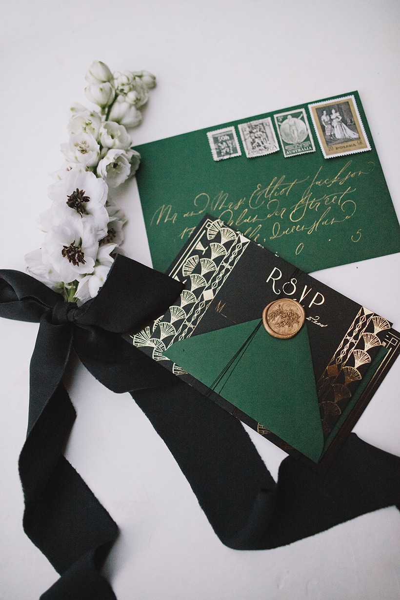 Emerald Art Deco Wedding Inspiration | Ode Studios