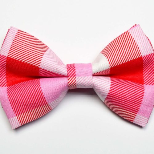 Red and Pink Plaid Wedding Bow Tie