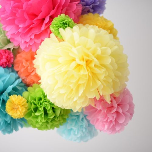 Rainbow Tissue Paper Pompom Eco Friendly Party Decorations - 36 Pieces