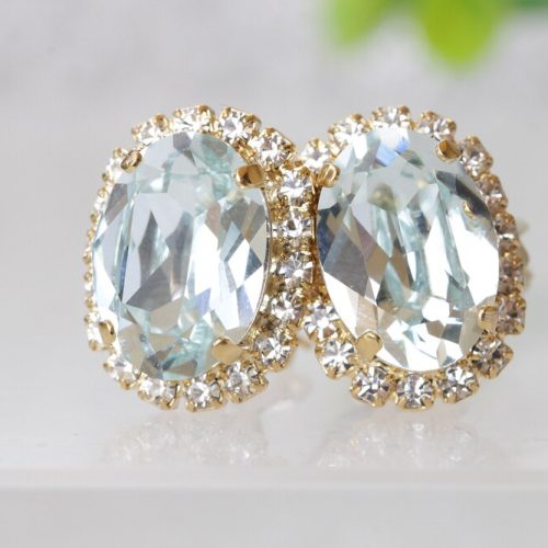 Ice Blue Aquamarine Crystal Wedding Earrings