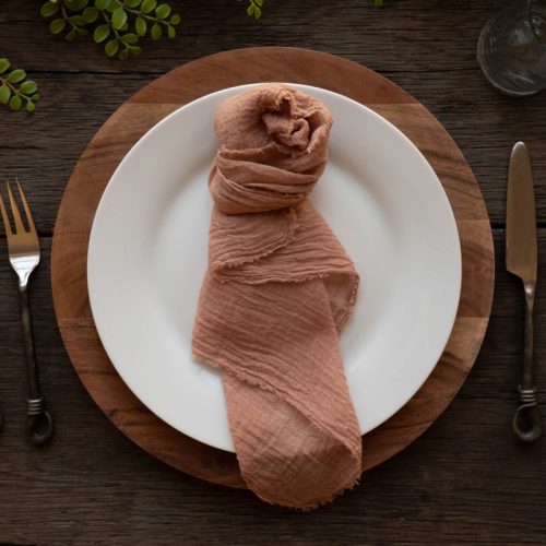 Rustic Hand Dyed Terracotta Cheesecloth Wedding Napkins