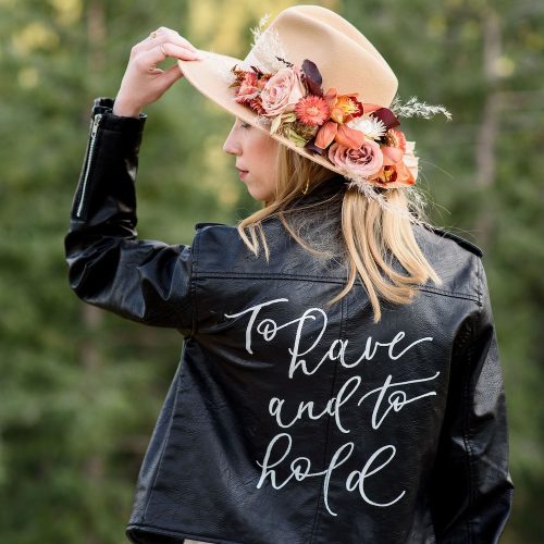 "To Have and to Hold" Personalized Handpainted Leather Wedding Jacket