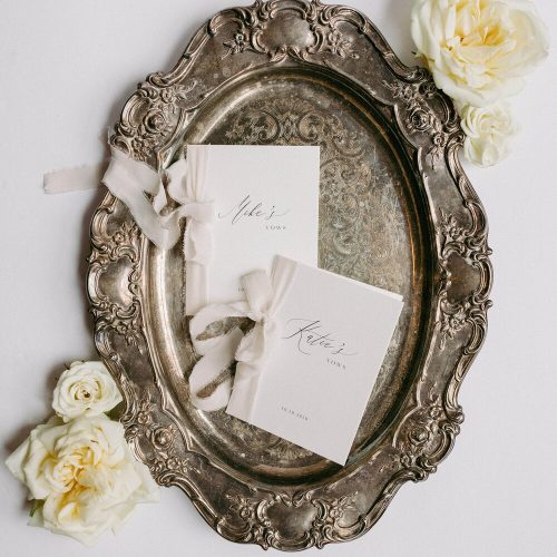 Romantic Wedding Vow Book Tied with Silk Ribbon