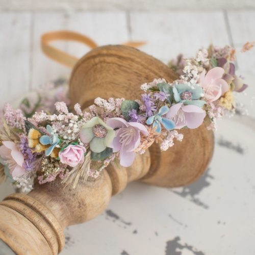 Dreamy Spring Pastel Halo Dried Flower Crown