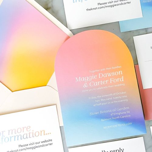 Colorful Ombre Arch-Shaped Wedding Invitation Set