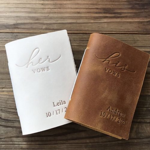 Leather Wedding Vow Book with Personalised Embossing