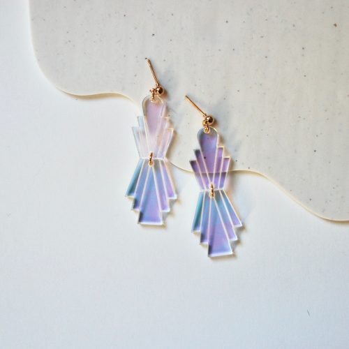 Art Deco Inspired Iridescent Acrylic Lasercut Earrings