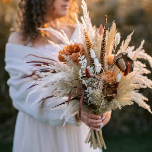 Terracotta Boho Dried Floral Wedding Bouquet