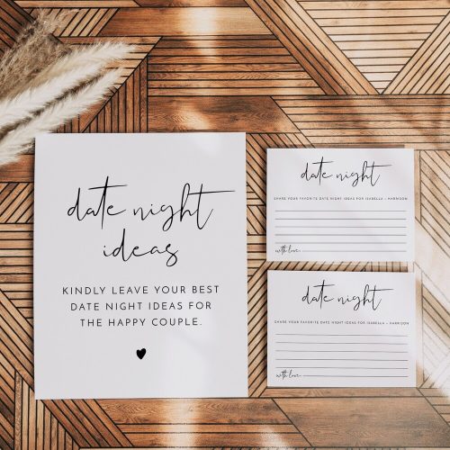 Modern "Date Night Ideas" Cards Bridal Shower Activity, Digital Download