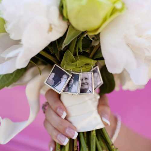 Soldered Glass Double Sided Wedding Bouquet Photo Charm