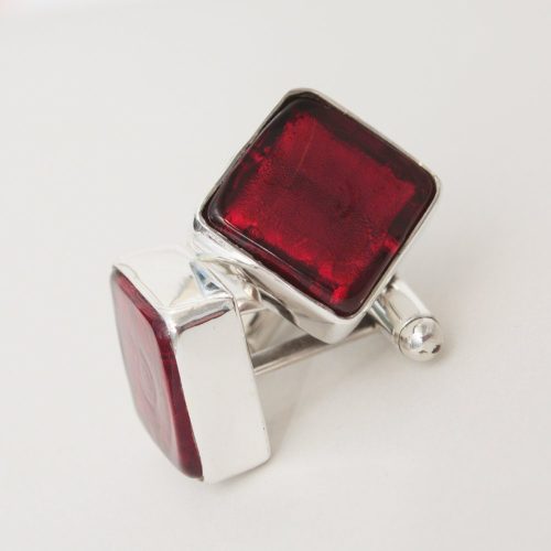 Red Murano Glass Wedding Cufflinks