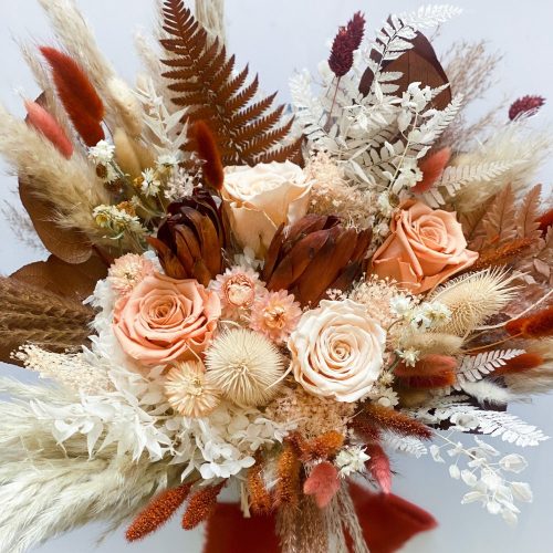 Terracotta, Peach & Blush Faux Flower Wedding Bouquet