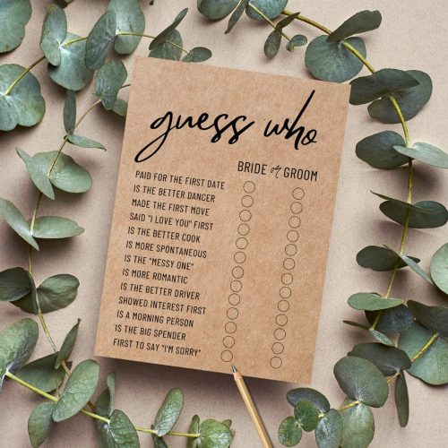 "Guess Who" Bride or Groom Bridal Shower Game - Printed & Shipped