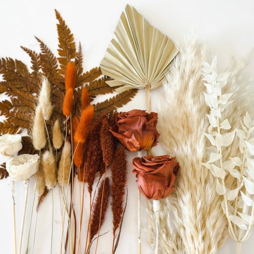 Terracotta Rust & Ivory Dried Wedding Flowers for Cakes and Flat Lays