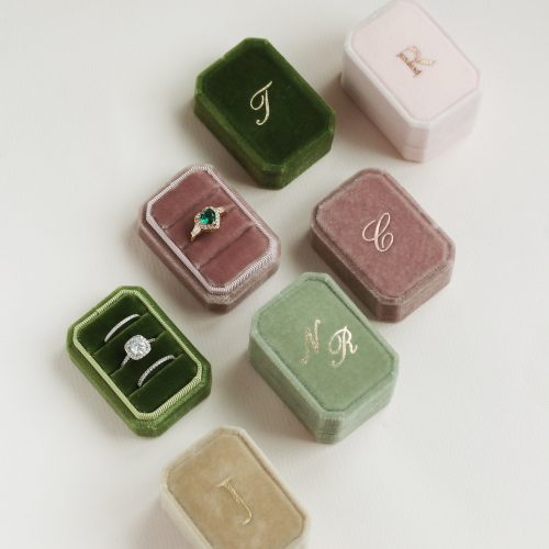 Personalised Velvet Heirloom Triple Ring Box