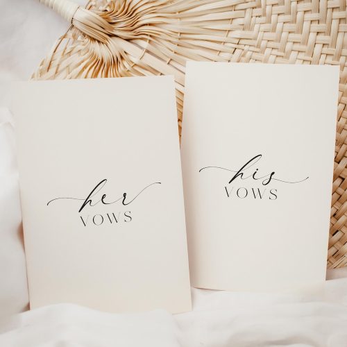 Elegant Ivory 'His and Her' Wedding Vow Card