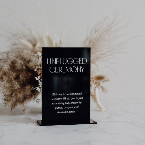 Modern Acrylic Unplugged Wedding Ceremony Table Sign