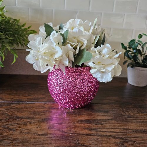 Sparkly Fuschia Glitter Bubble Vases Set of 5