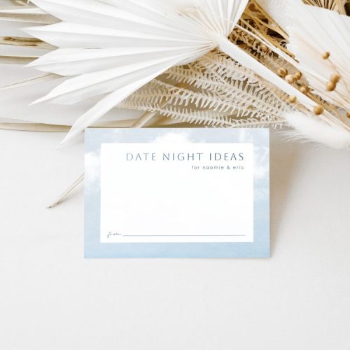 Date Night Ideas Card Digital Download, "On Cloud Nine" Themed Bridal Shower Activity