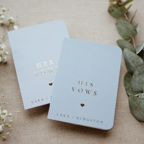 Personalized Light Blue Wedding Vow Books - Set of 2