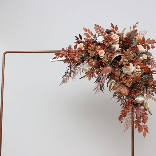 Cinnamon Terracotta & Ivory Faux Floral Wedding Arch Arrangement