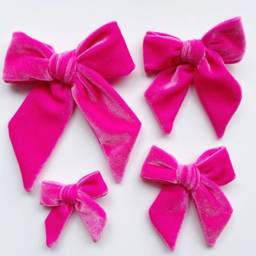 Hot Pink Flower Girl Velvet Bow