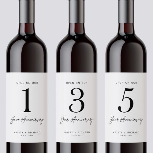 Modern Custom Wedding Anniversary Wine Labels - Bridal Shower Gift