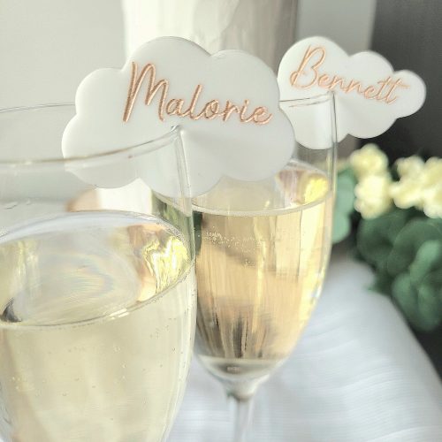 Personalized Cloud Bridal Shower Drink Tag Glass Charm
