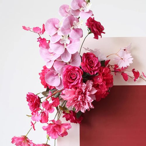 Hot Pink, Rose and Blush Faux Floral Wedding Arch