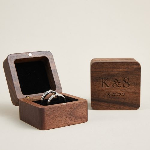 Engraved Solid Wooden Beechwood Ring Box