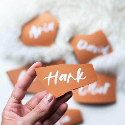 Personalized Boho Wedding Terracotta Placecards with Brushed Calligraphy