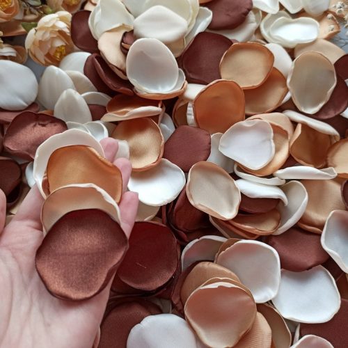 Satin Wedding Toss Rose Petals in Terracotta & Ivory