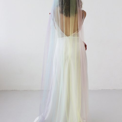 Whimsical Rainbow Tulle Wedding Veil - Choose Your Length