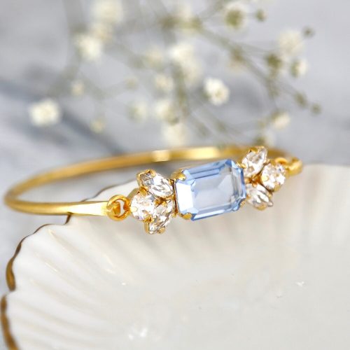 Light Blue Sapphire Crystal Bridal Bracelet