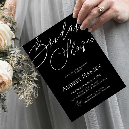 Black Modern Bridal Shower Invitation Digital Download