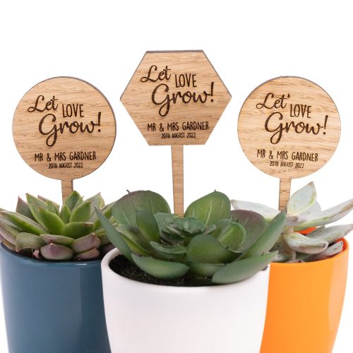 "Let Love Grow" Personalized Wooden Plant Stakes