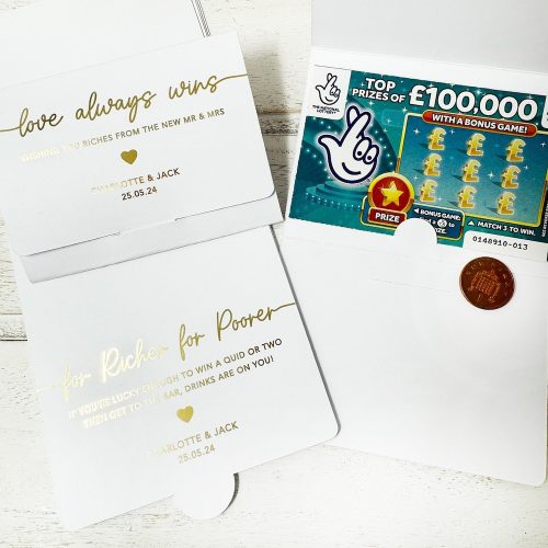 "Love Always Wins" Scratch Card Holder Wedding Favour