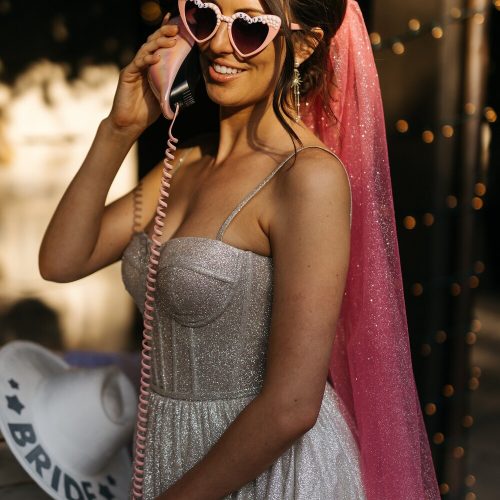 Pretty In Pink Glitter Wedding or Bachelorette Veil