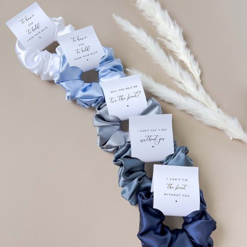 Bridesmaid Satin Hair Scrunchies Available in Shades of Blue