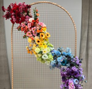 Rainbow Faux Flower Garland for Ceremony Arbor
