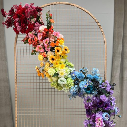 Rainbow Faux Flower Garland for Ceremony Arbor