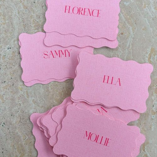 Wavy Pink Personalized Place Cards