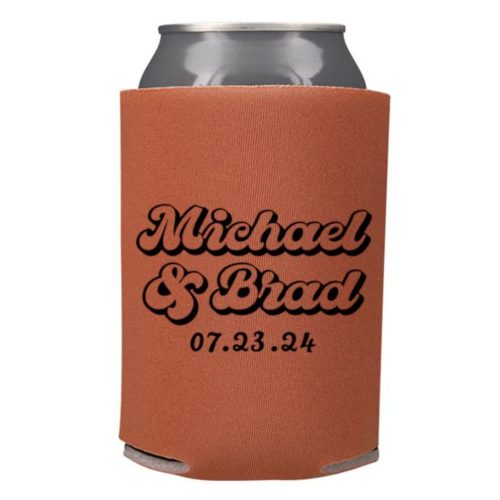 Custom Neutral Drink Cozies Wedding Favors