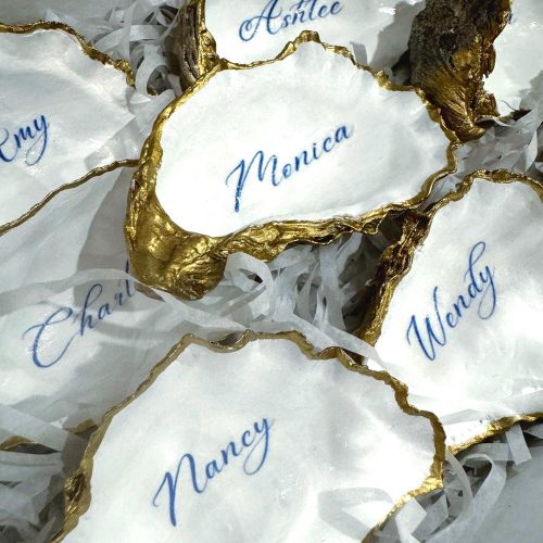 Personalised Oyster Shell Placeholder Wedding Guest Favour