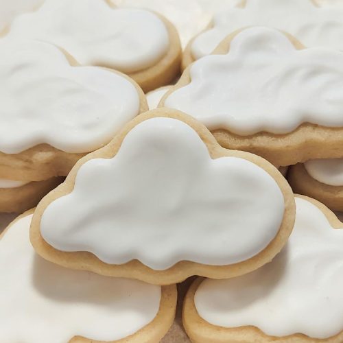 Mini Cloud Cookie Bridal Shower Favors, Hand Decorated - Set of 24