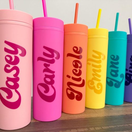 Personalized Acrylic Tumblers with Lid and Straw Wedding Party Favors