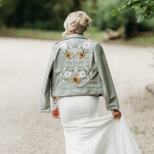 "Just Married" Sunflower Embroidered Wedding Jacket